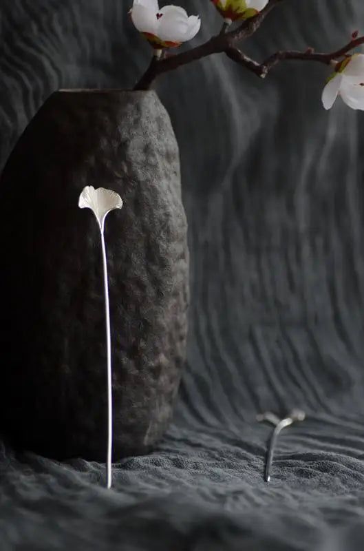 Designer original new in jewelry for women antique apricot leaf hairpin 925 silver