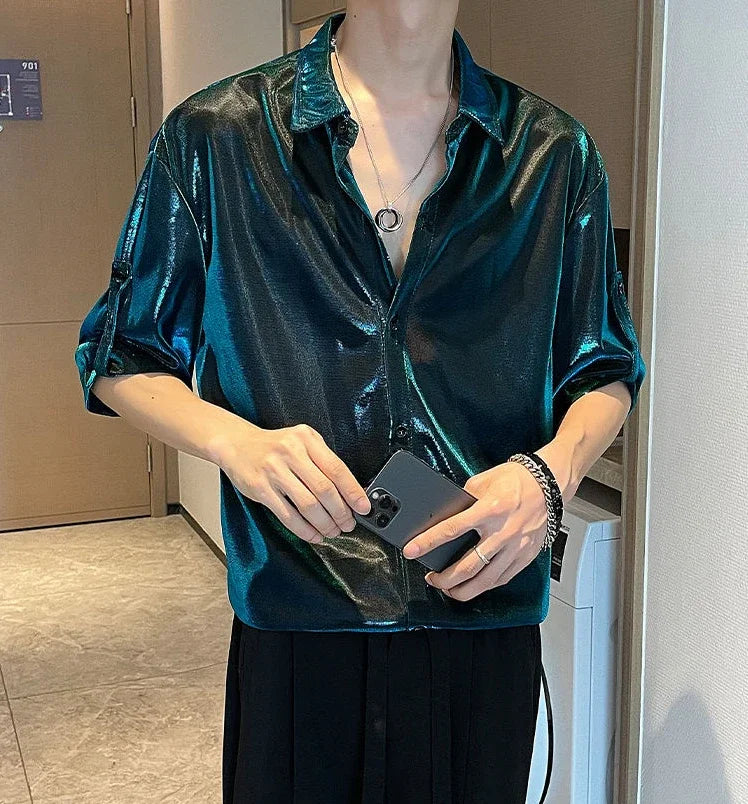 Man Shirt White Plain Hip Hop Shirts For Men Trend Regular Cool Tops