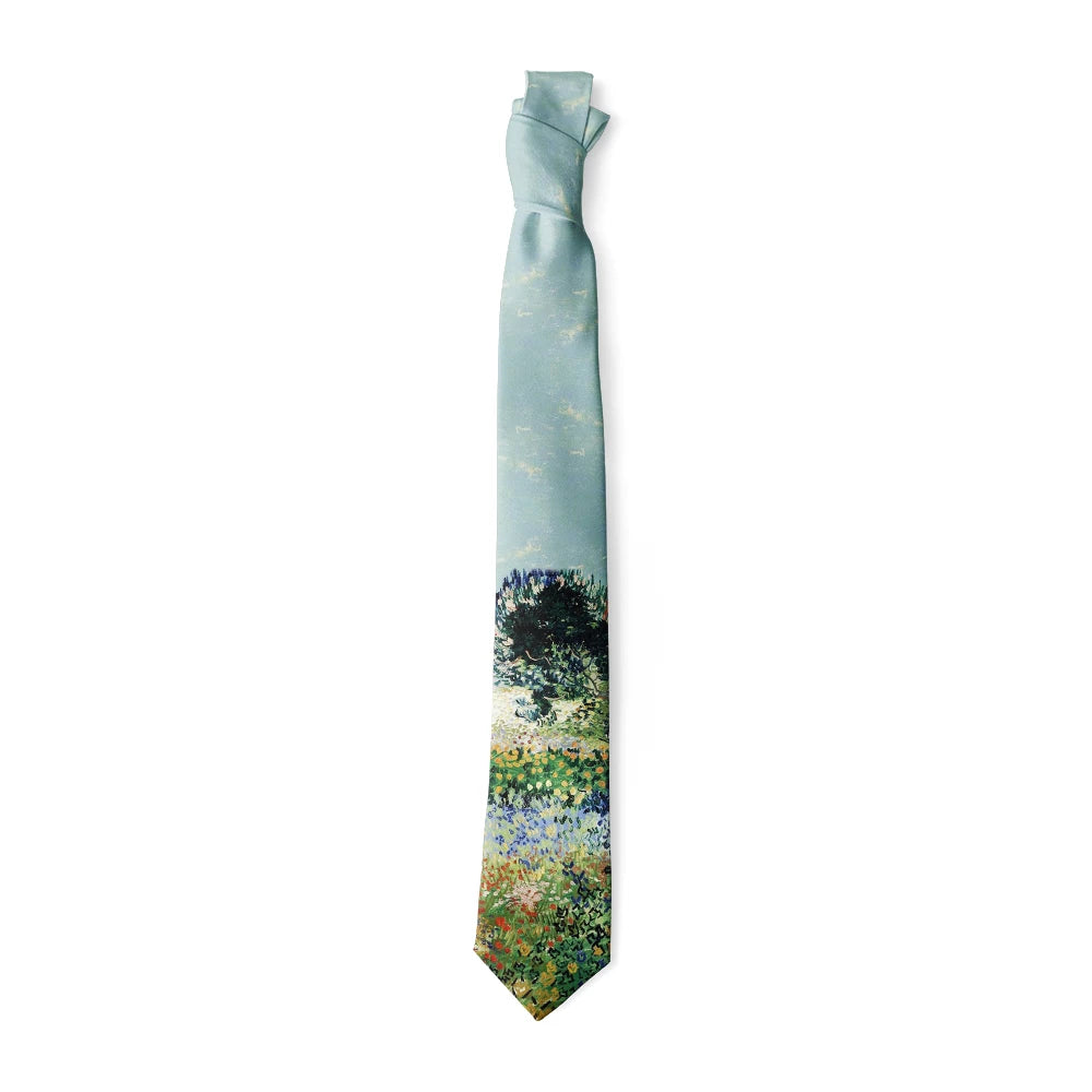 Famous Oil Painting Printed Tie Adult 8cm Wide Narrow Polyester