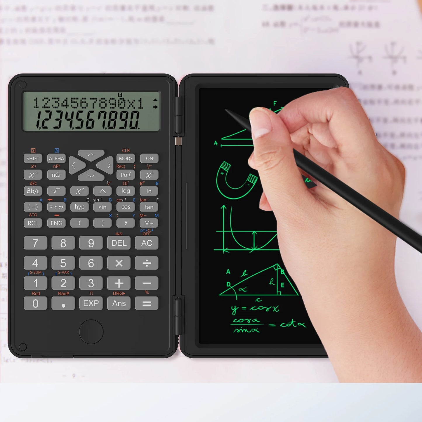 Scientific Calculator with Erasable Writing Board 2 Line LCD