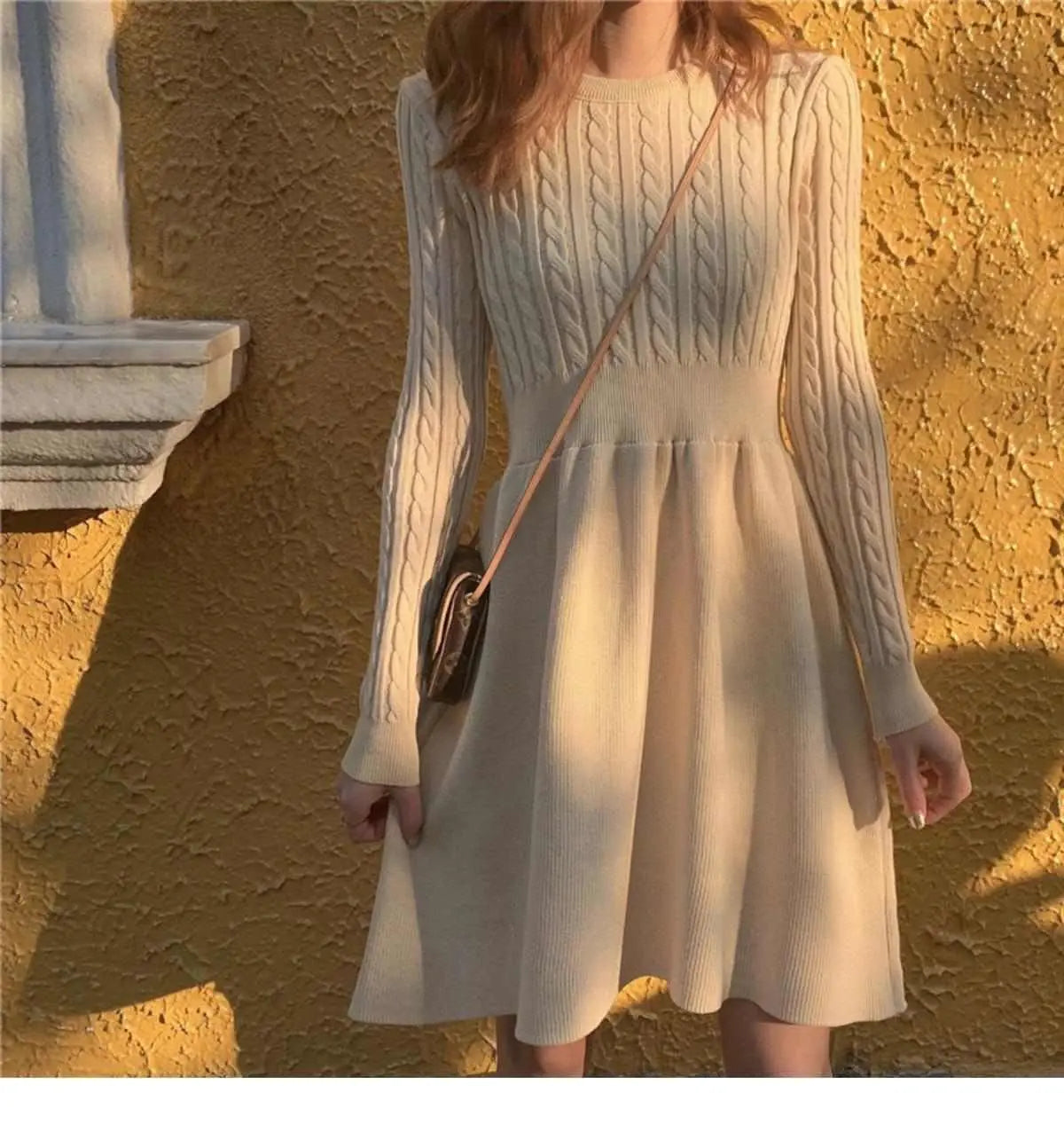 Knitted Dress for Women in Autumn Winter French Temperament