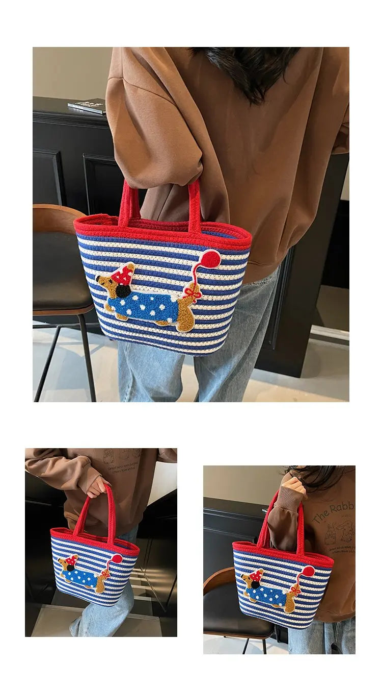 Cartoon Small Basket Bag for Girls Children Outdoor Picnic Single oulder