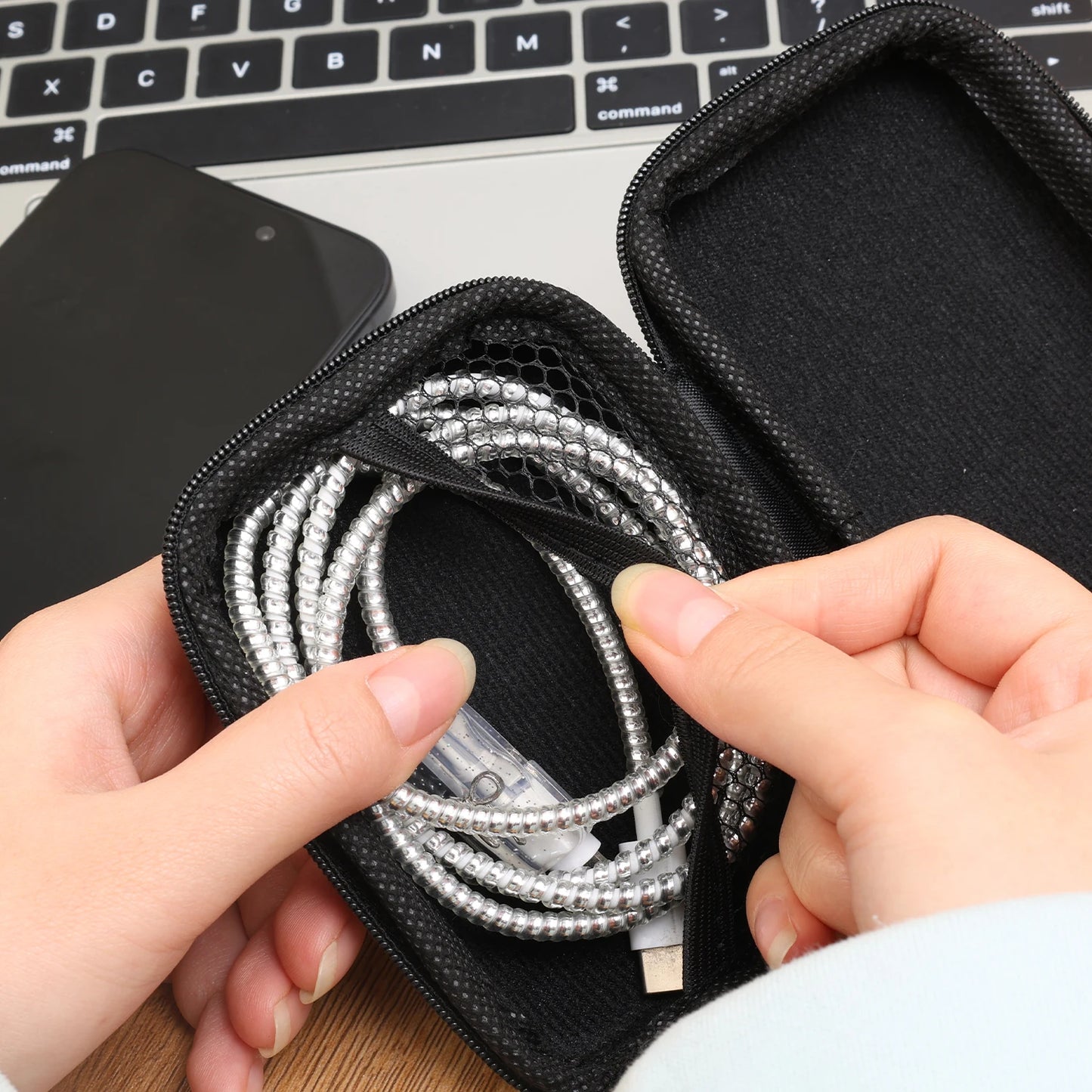 Leather EVA Digital Accessories Storage Bag