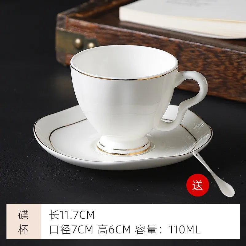 mug Bone china gold edged coffee cup set luxury