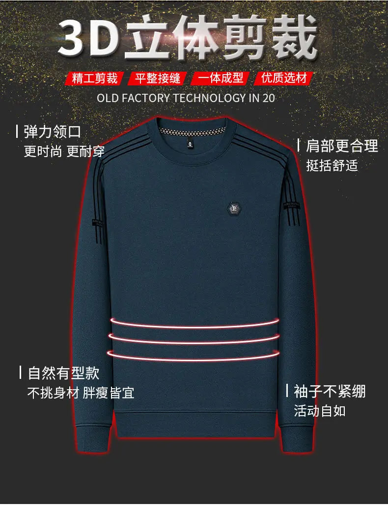 Fashion Male Clothes New Basic Striped Long Sleeve T-Shirt Spring