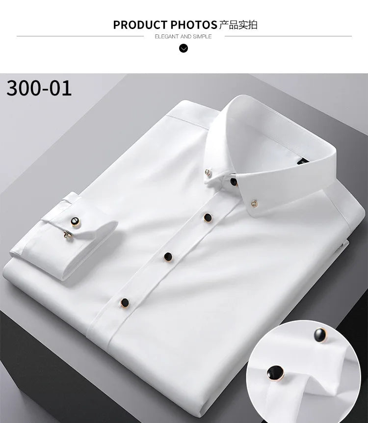 Men's quality shirt, long sleeved, new elastic, comfortable,non ironing