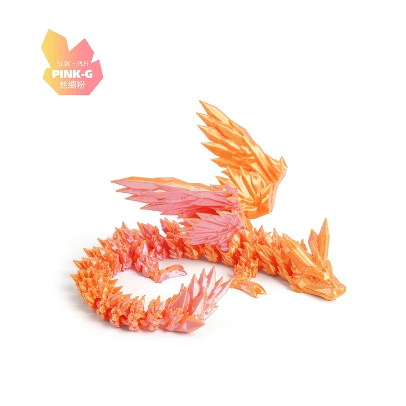 3D Printed Dragon Colorful Gem Dragon Figurines Movable Joint Rotatable