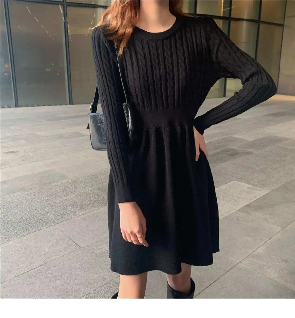 Knitted Dress for Women in Autumn Winter French Temperament