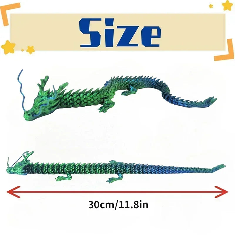 3D Printed Dragon Ornaments Luminous Chinese Long Flexible Articulated