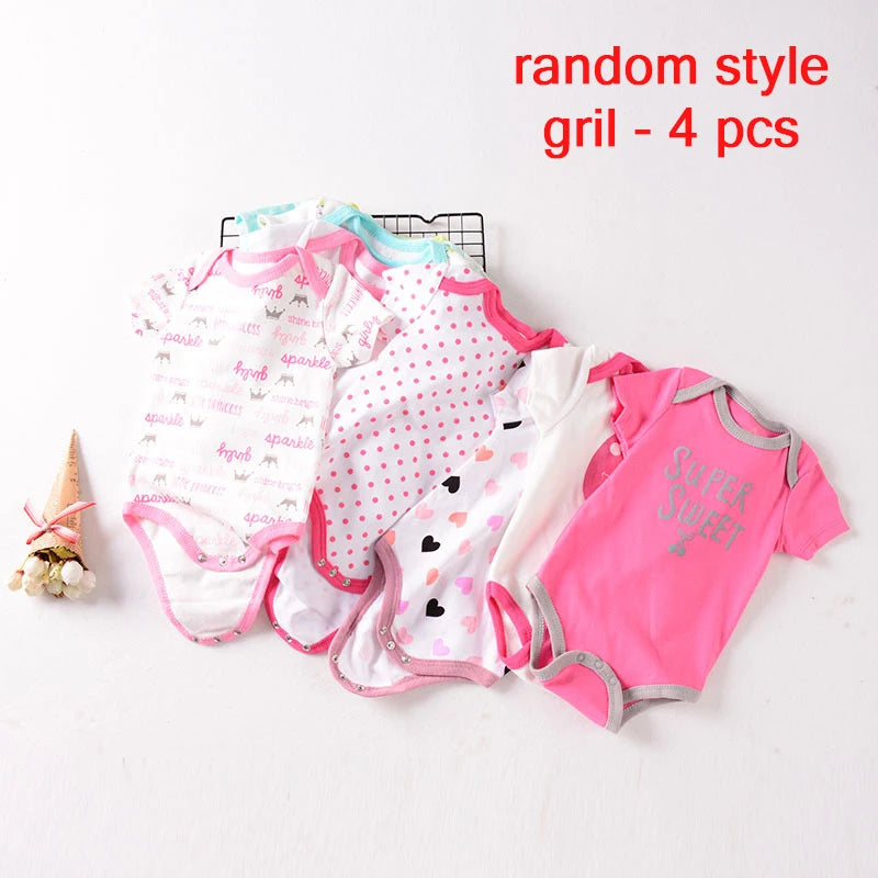 1/4Pcs Newborn Bodysuit Baby Short Sleeve  0-1Y