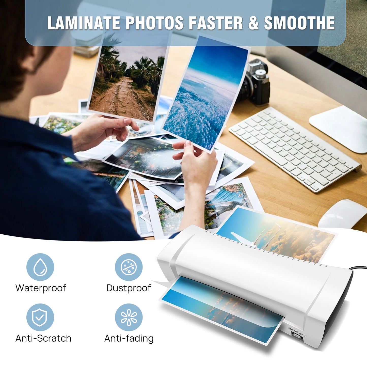 SL200 Desktop Laminator Machine Set A4 Size Hot and Cold Laminator