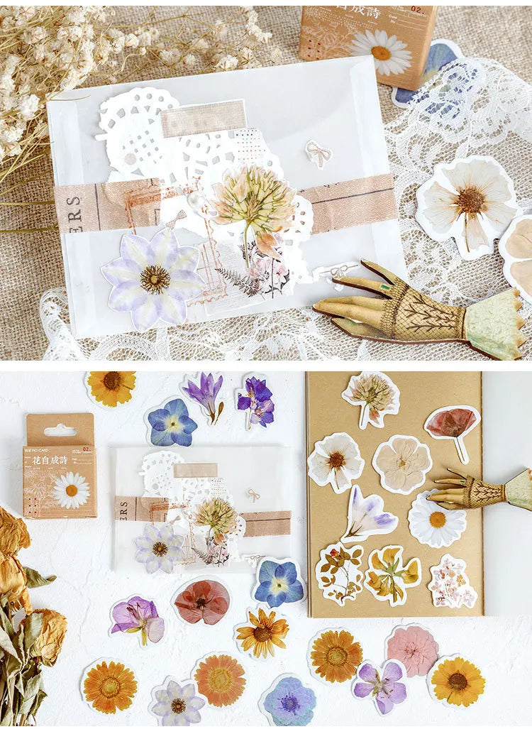 46pcs/set Autumn Flower Sticker Diy Scrapbooking Diary Planner Decoration