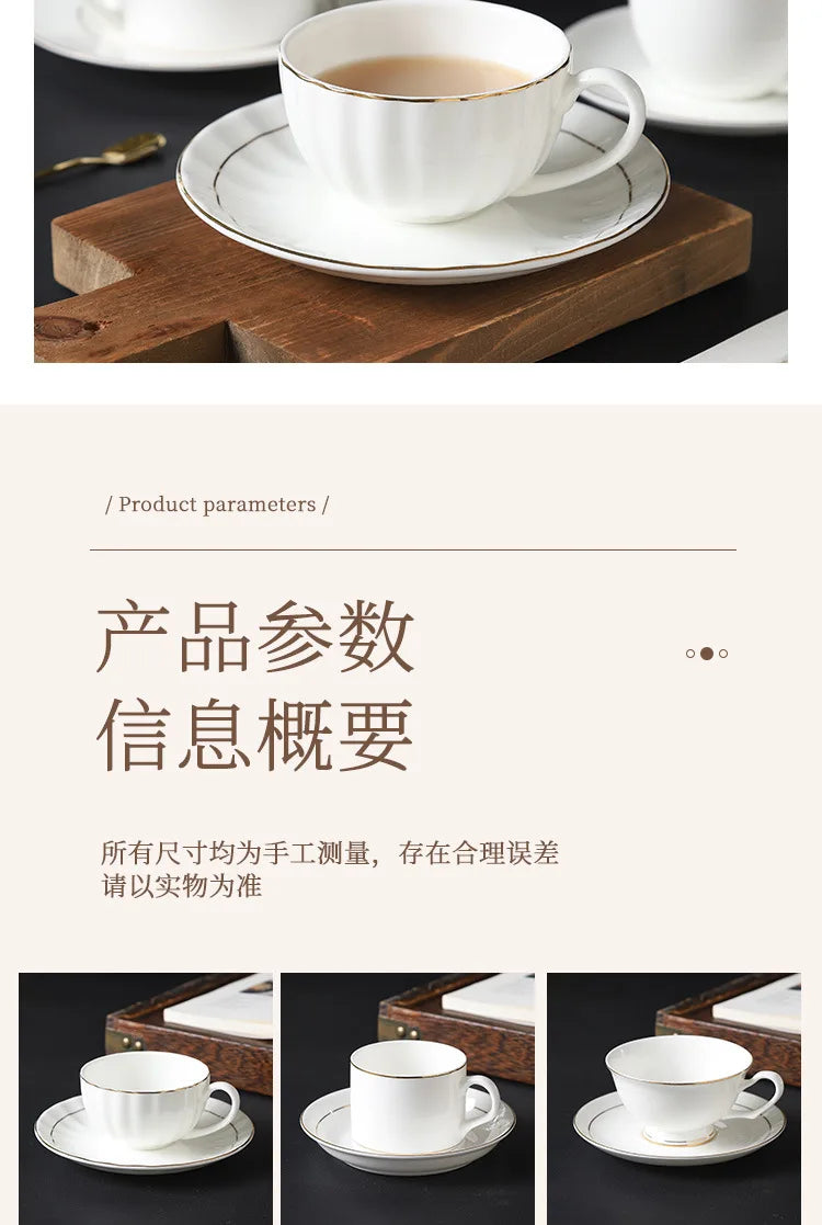 mug Bone china gold edged coffee cup set luxury