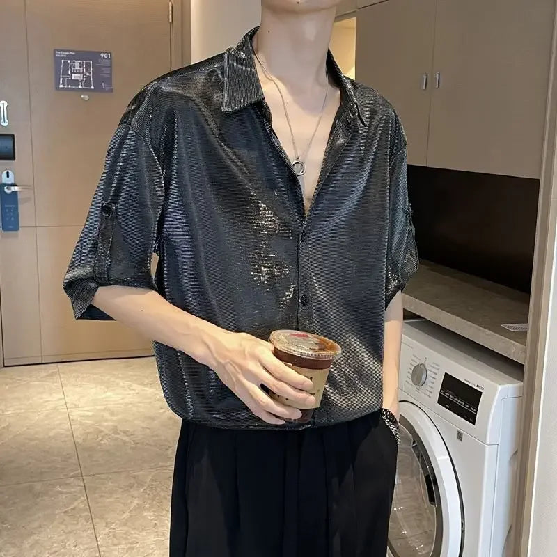 Man Shirt White Plain Hip Hop Shirts For Men Trend Regular Cool Tops