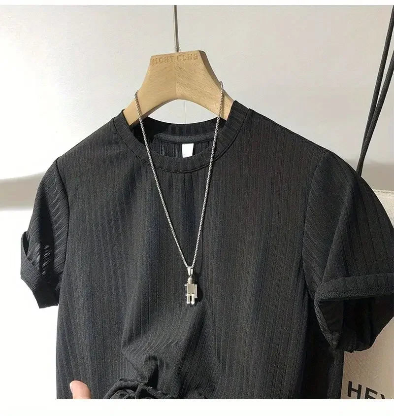 Men's Clothing  Silk Quick Dry Short Sleeve T-Shirt