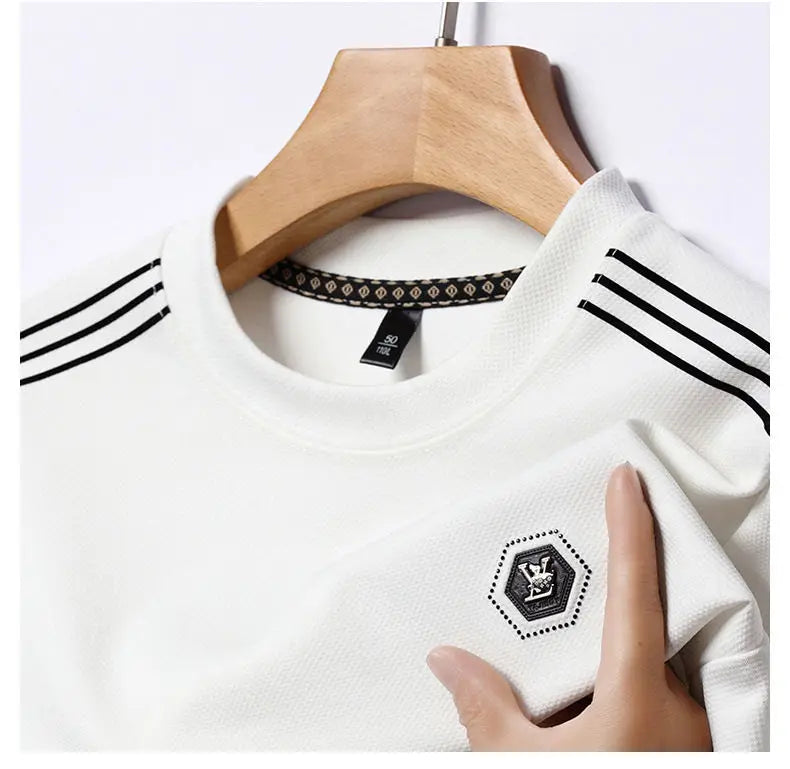 Fashion Male Clothes New Basic Striped Long Sleeve T-Shirt Spring