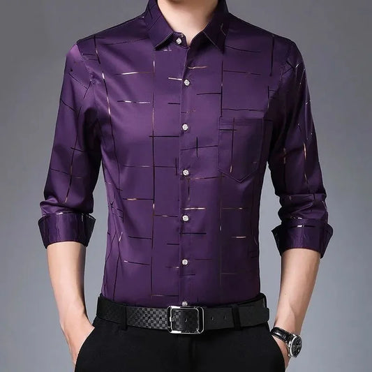 Men's Clothing Spring Summer Thin Business Casual Turn-down Collar