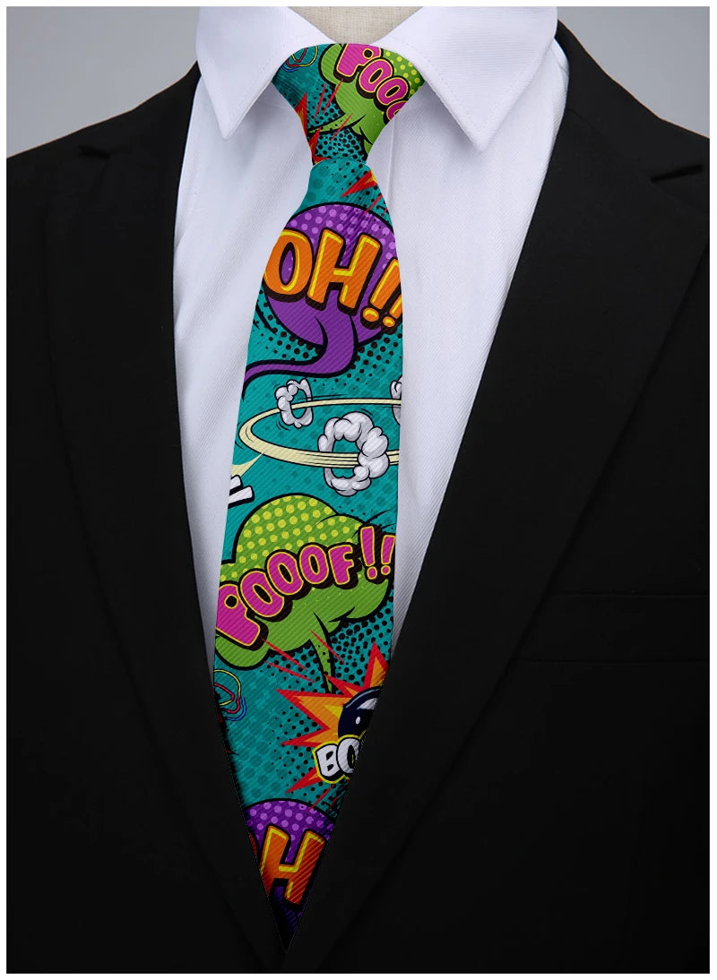 Cartoon printed tie men's casual fashion