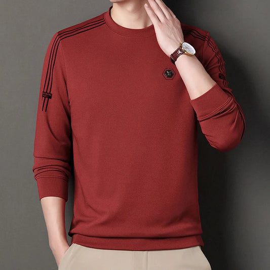 Fashion Male Clothes New Basic Striped Long Sleeve T-Shirt Spring
