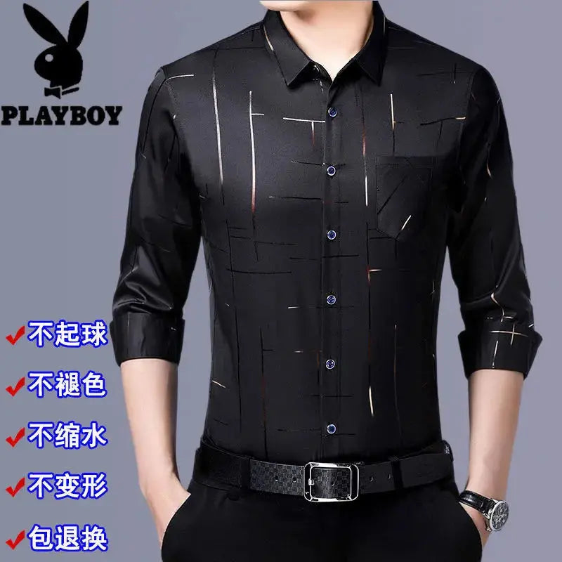 Men's Clothing Spring Summer Thin Business Casual Turn-down Collar