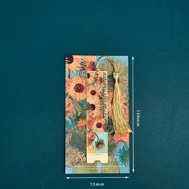 1 pc Retro Floral Painting Metal Bookmark Hollow Bronzing Bookmark