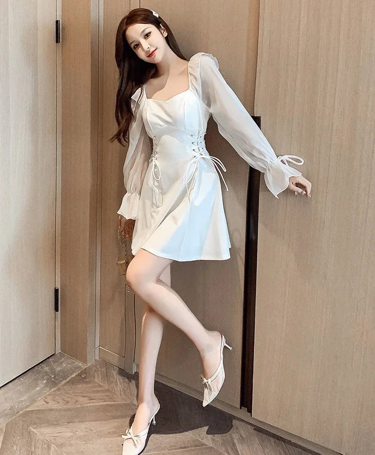 Silk Satin Chiffon Dress Sexy Black