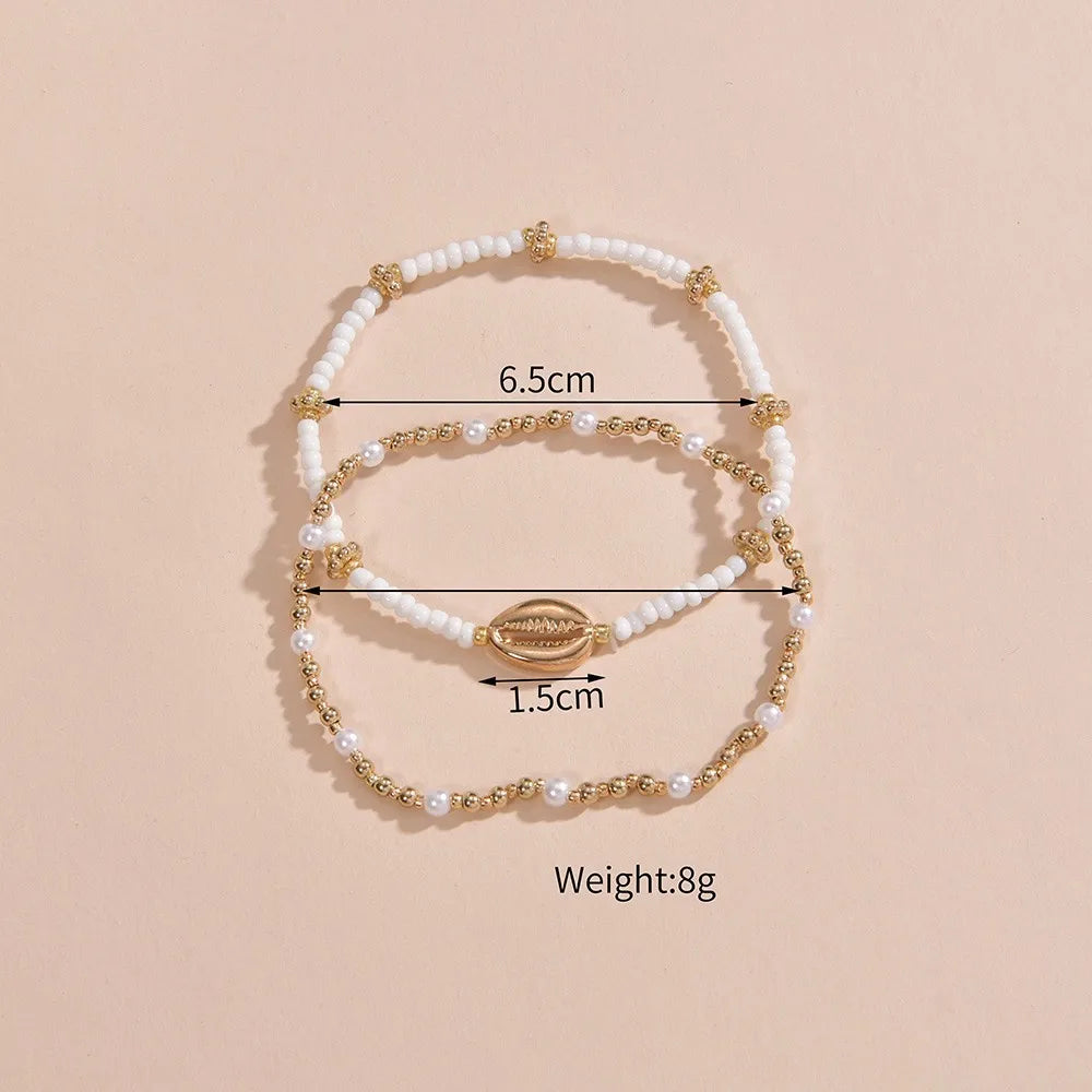 Women's Bohemian Style Beach Vacation Ankle Chains Three-Layer