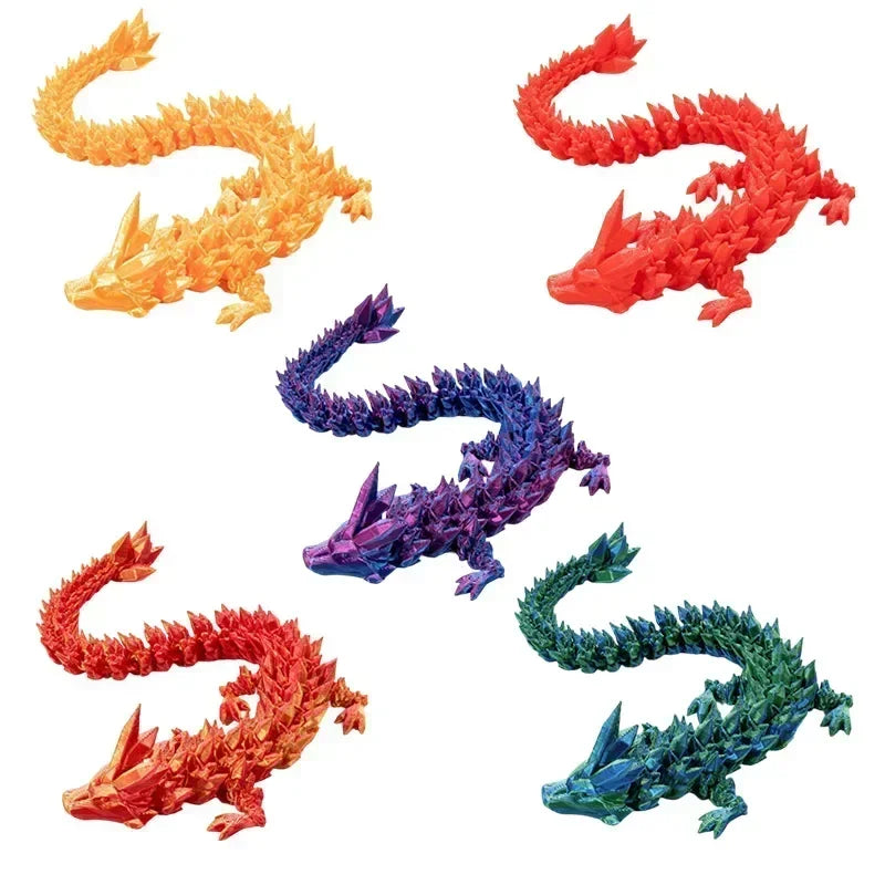 3D Printed Dragon Ornaments Luminous Chinese Long Flexible Articulated