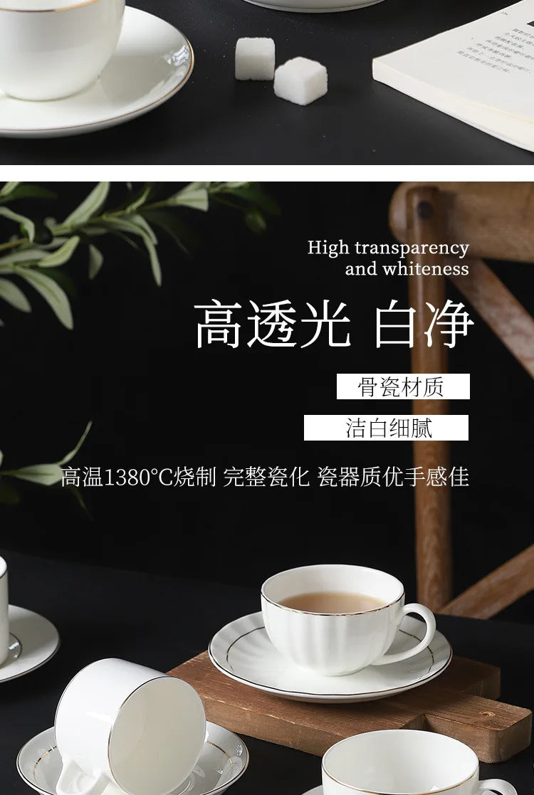 mug Bone china gold edged coffee cup set luxury