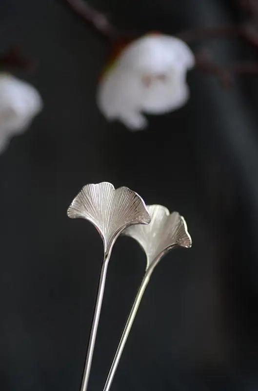 Designer original new in jewelry for women antique apricot leaf hairpin 925 silver