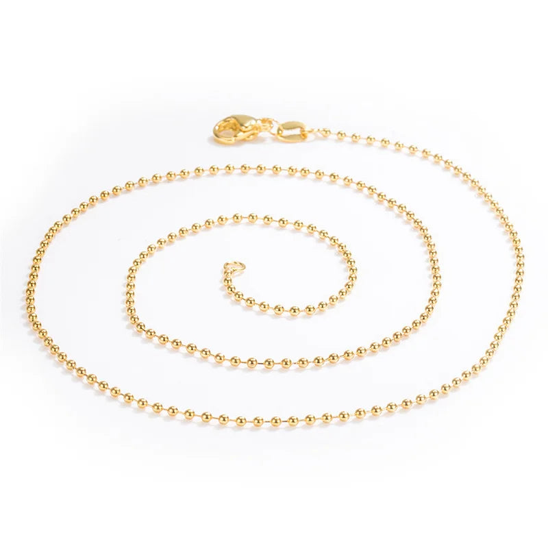 New Necklace 18k Gold Necklace Light Bead Gold Chain Women's Jewelry