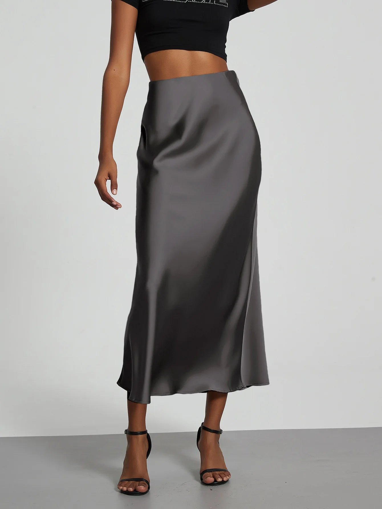 21 Colors Elegant High Waist Satin Long Skirts