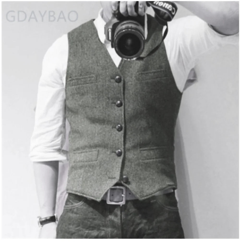 Sleeveless Men Vest Retro Waistcoat Men's Coats Man Coat Male
