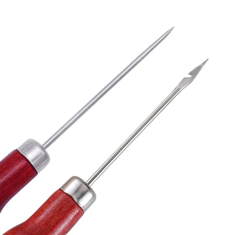 Sewing Awl Wooden Handle Piercing Leather Clothing Paper Craft Stitch Punch