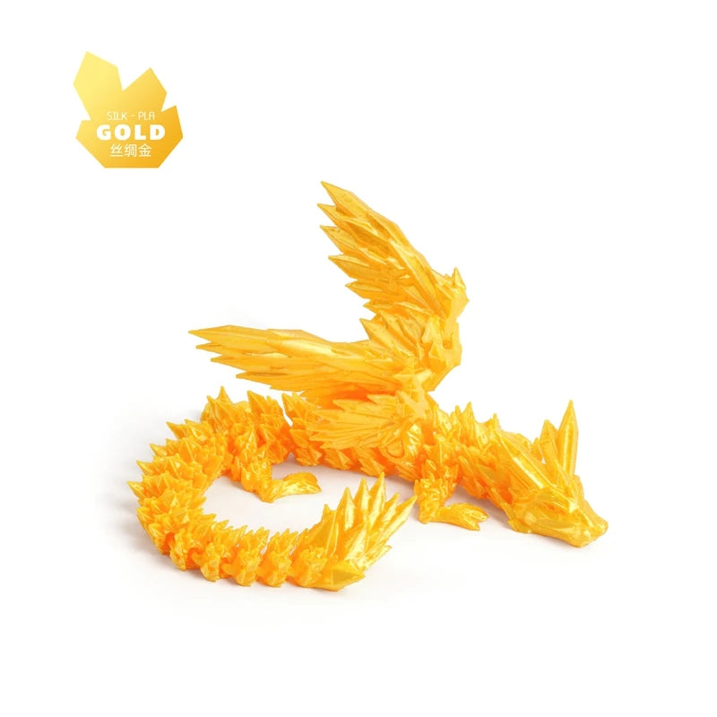 3D Printed Dragon Colorful Gem Dragon Figurines Movable Joint Rotatable