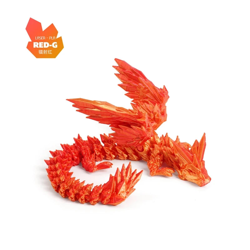 3D Printed Dragon Colorful Gem Dragon Figurines Movable Joint Rotatable