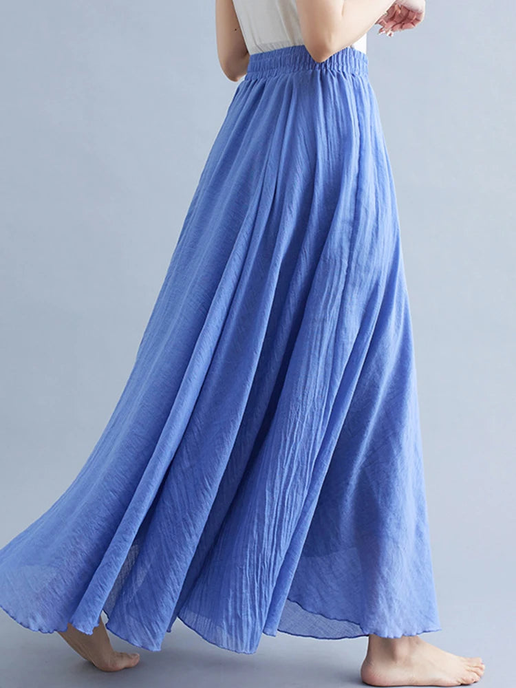 Cotton Long Skirts Elastic Waist