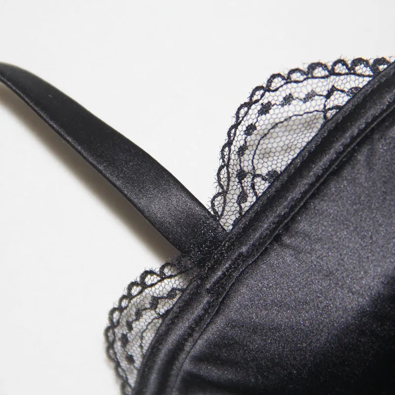 Seamless Underwear Set Sexy 1/2 Cup Bra and Mesh Panties