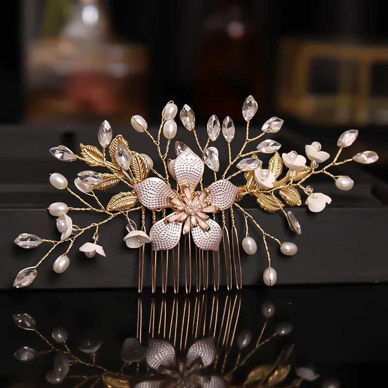 Wedding Hair Accessories Flower Hair Clips Hairpin Crystal Bride Headdress