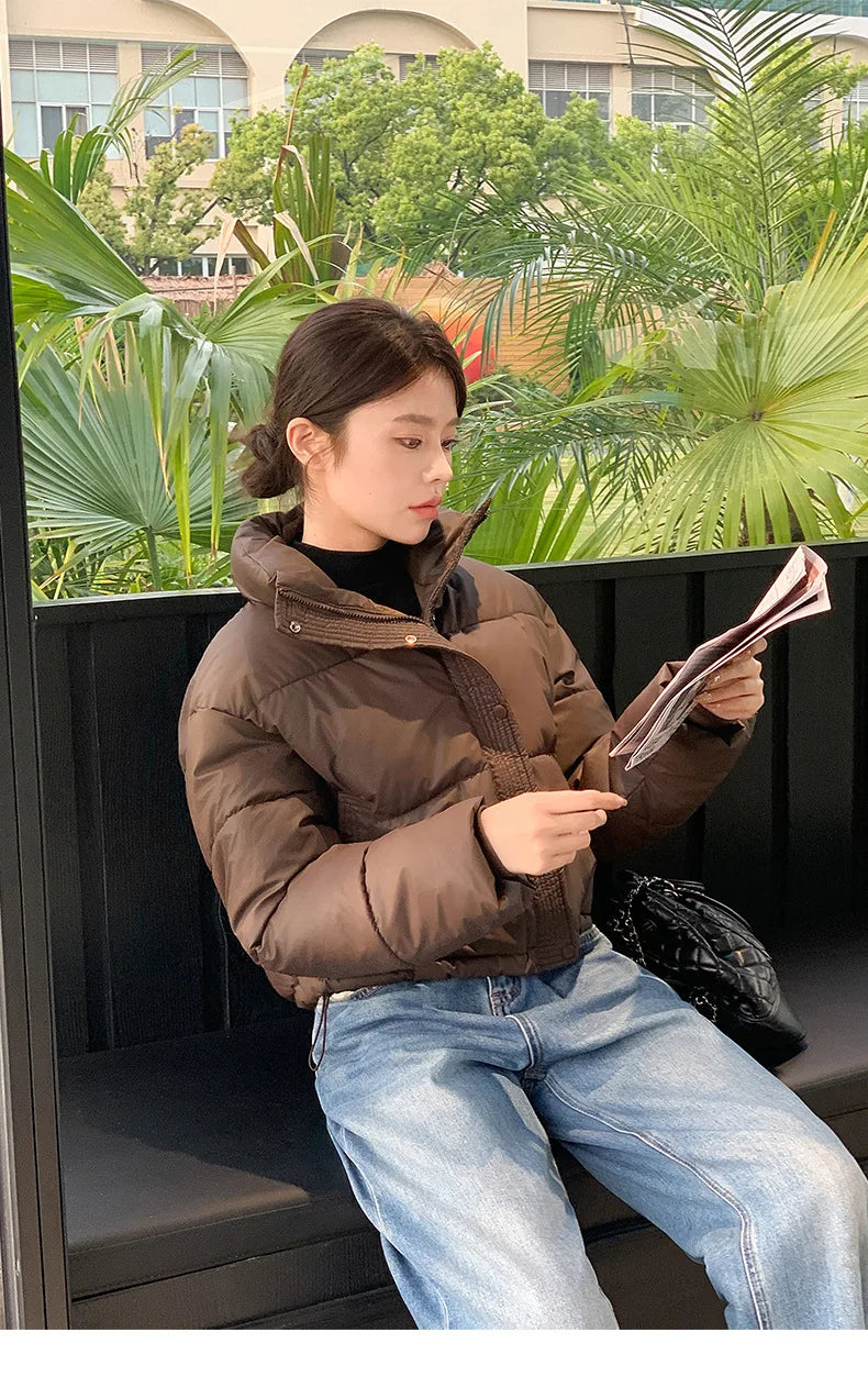 Coat Zipper Puffer Jacket Korean Fashion Cotton-padded Jacket