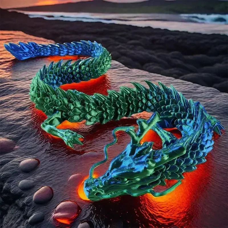 3D Printed Dragon Ornaments Luminous Chinese Long Flexible Articulated