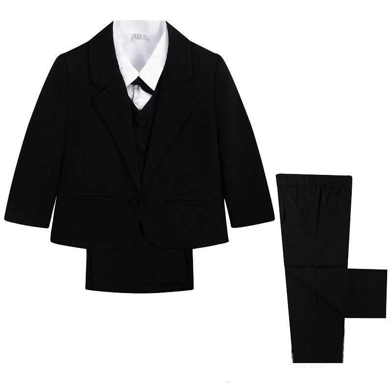 Baby Boy Formal Clothes Set Jacket+Shirt+Vest+Bowtie+Pant