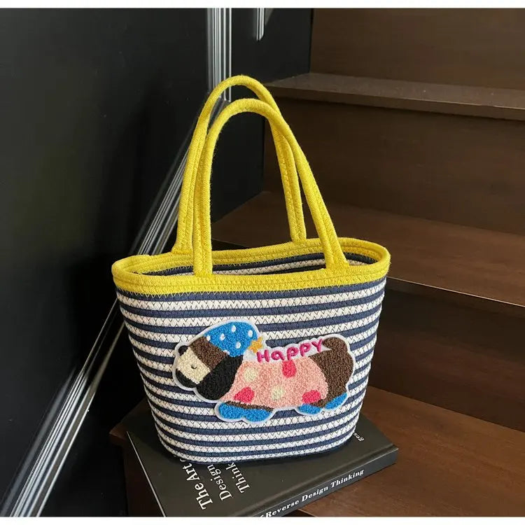 Cartoon Small Basket Bag for Girls Children Outdoor Picnic Single oulder