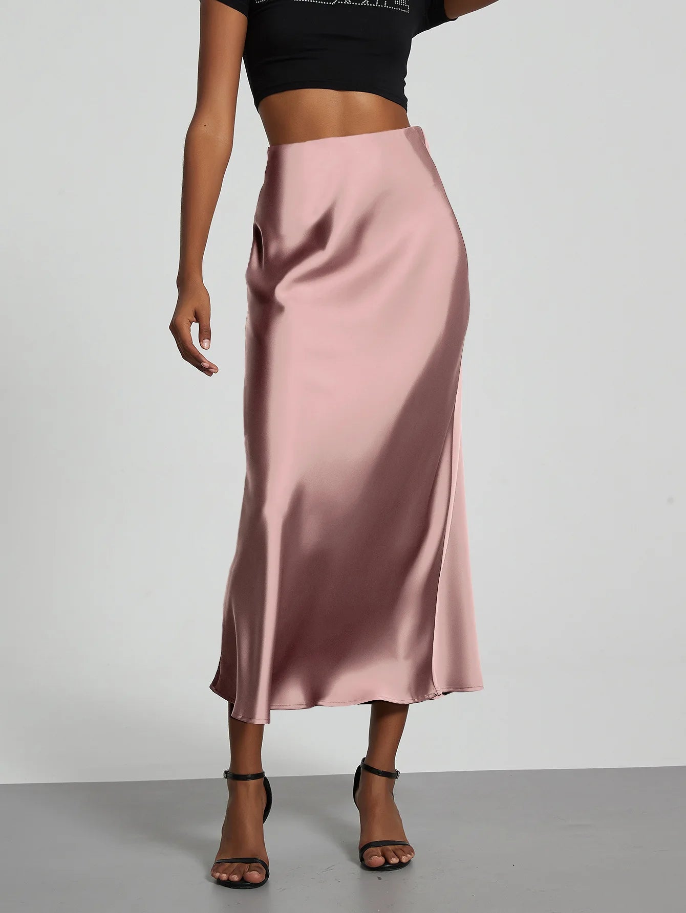 21 Colors Elegant High Waist Satin Long Skirts