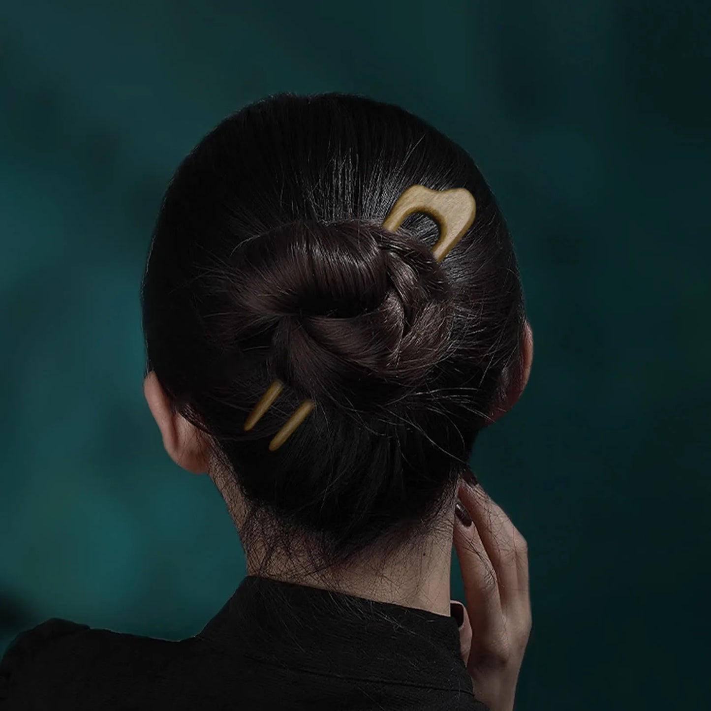 Women Hair Jewelry Accessories Wood Hand Carved Stick Hair Clips