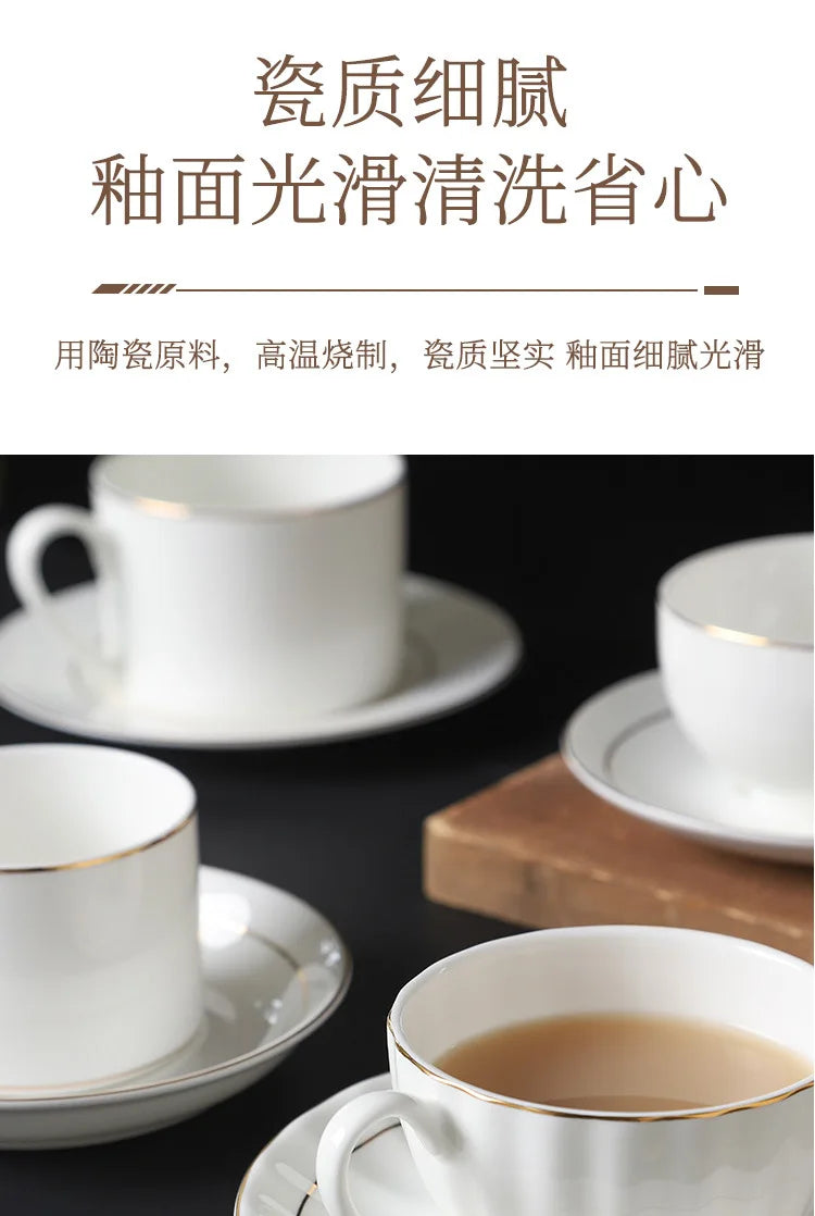 mug Bone china gold edged coffee cup set luxury