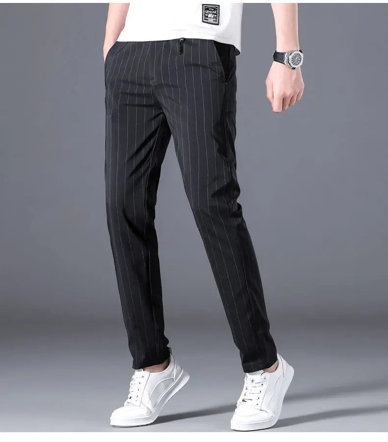 Spring Summer Men Thin Striped Business Suits Pants Streetwear