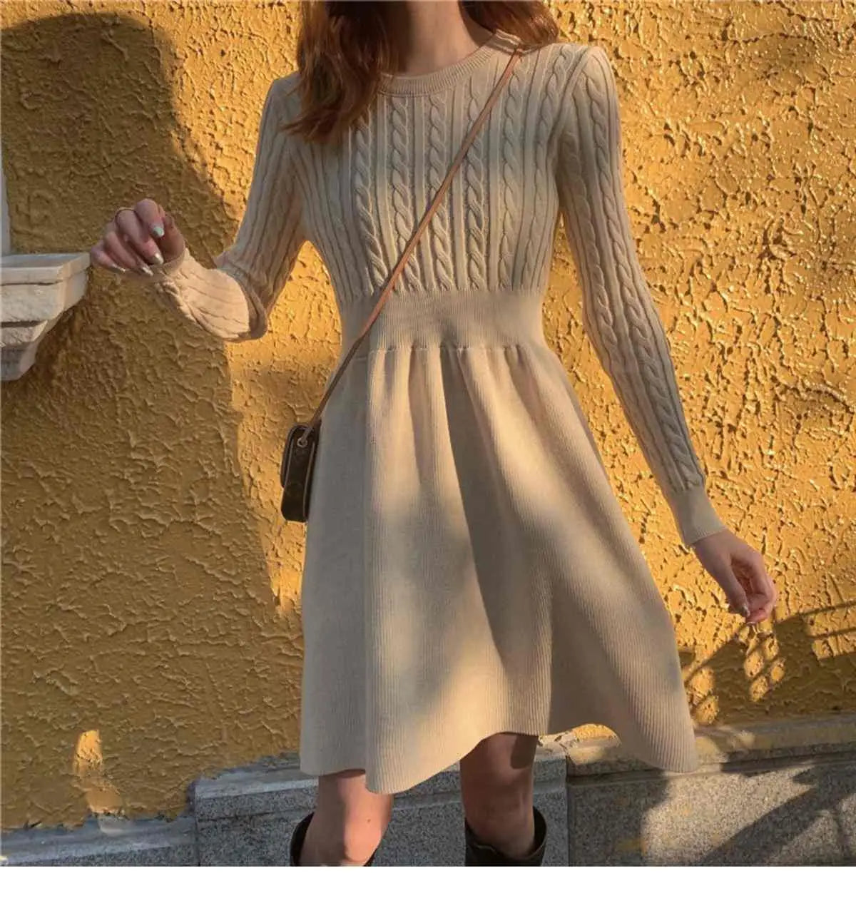 Knitted Dress for Women in Autumn Winter French Temperament