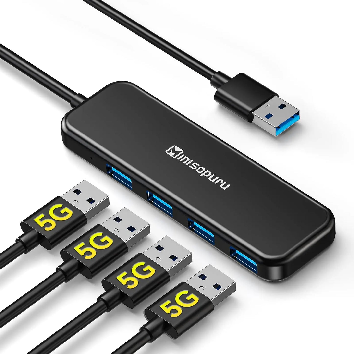 Minisopuru USB HUB 4 Port USB 3.0 External Splitter Multiple Expand High Speed