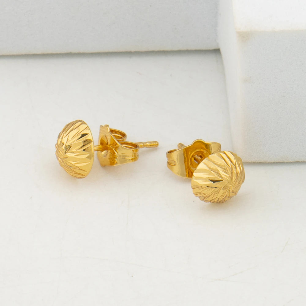 African Fashion Sets Luxury Dubai Jewelry Round Bead Stud Earrings Pendant Necklace